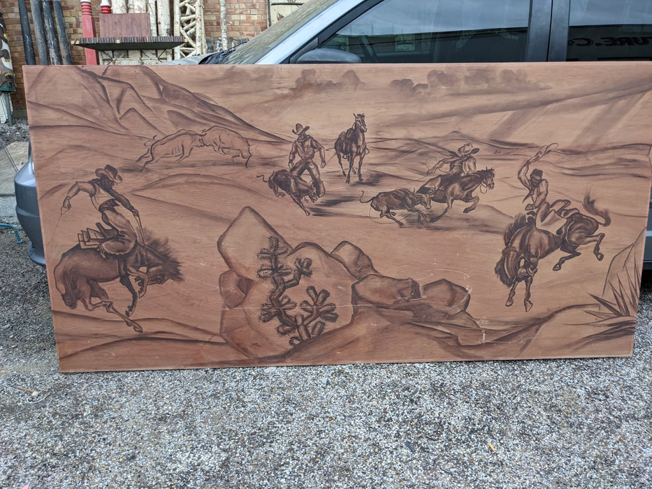 WESTERN HORSE RIDING MURAL ON BOARD
