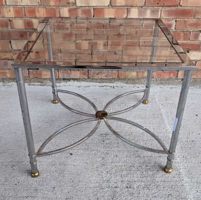 CHROME AND GLASS LAMP TABLE