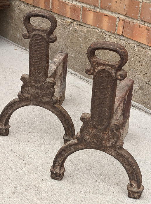 PAIR OF SMALL SIMPLE IRON ANDIRONS