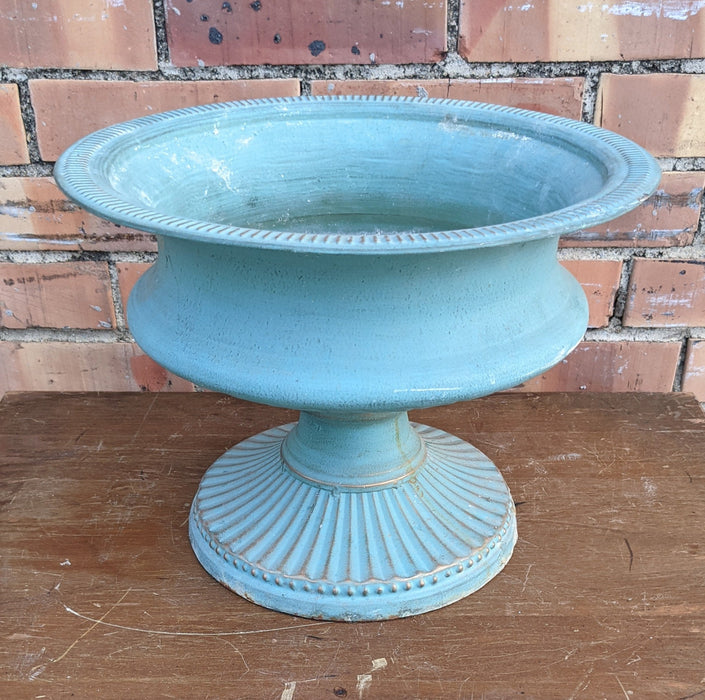 GREEN TIN FOOTED URN PLANTER
