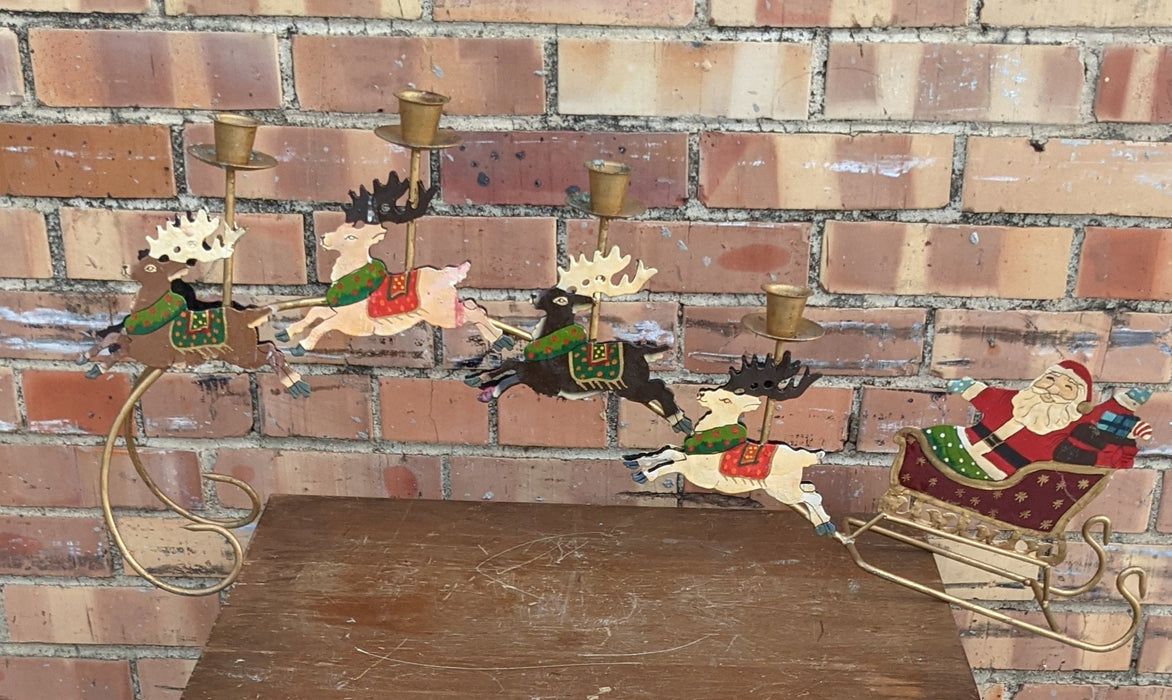 TIN SANTA AND REINDEER SLEIGH