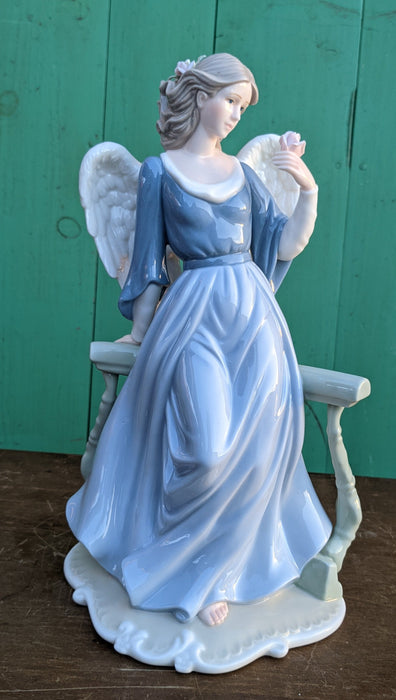 TALL PORCELAIN ANGEL WITH ROSE