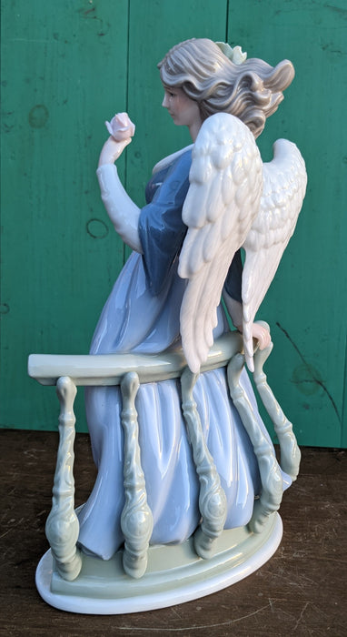 TALL PORCELAIN ANGEL WITH ROSE