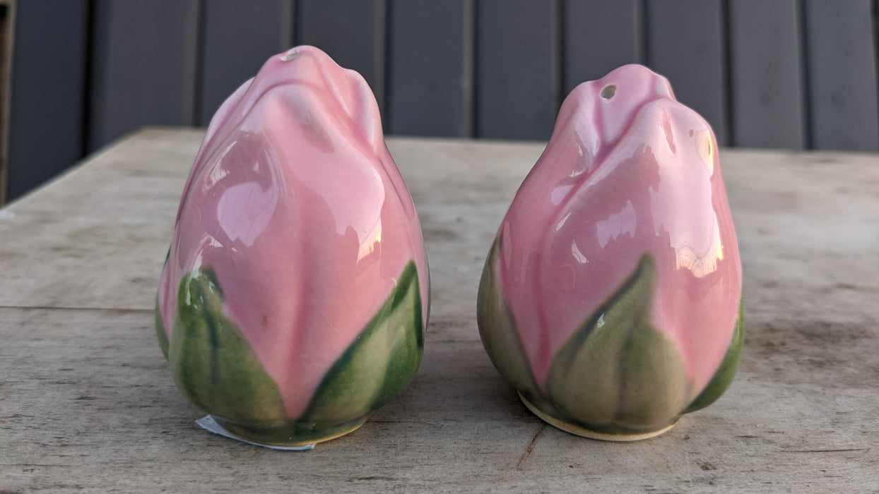 PAIR OF PORCELAIN BLOSOM SALT SHAKERS