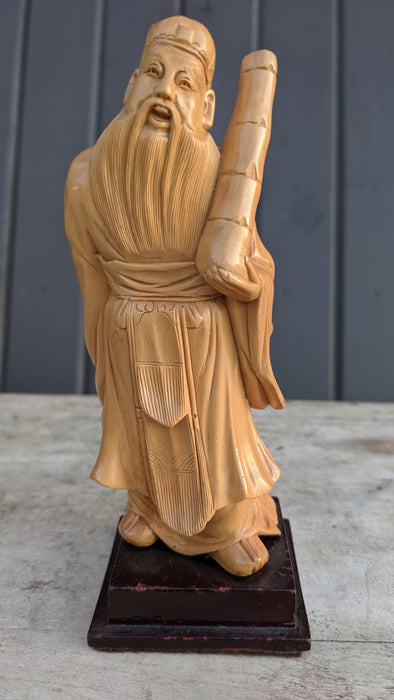 PAIR OF CARVED WOOD ASIAN ANCESTOR STATUES