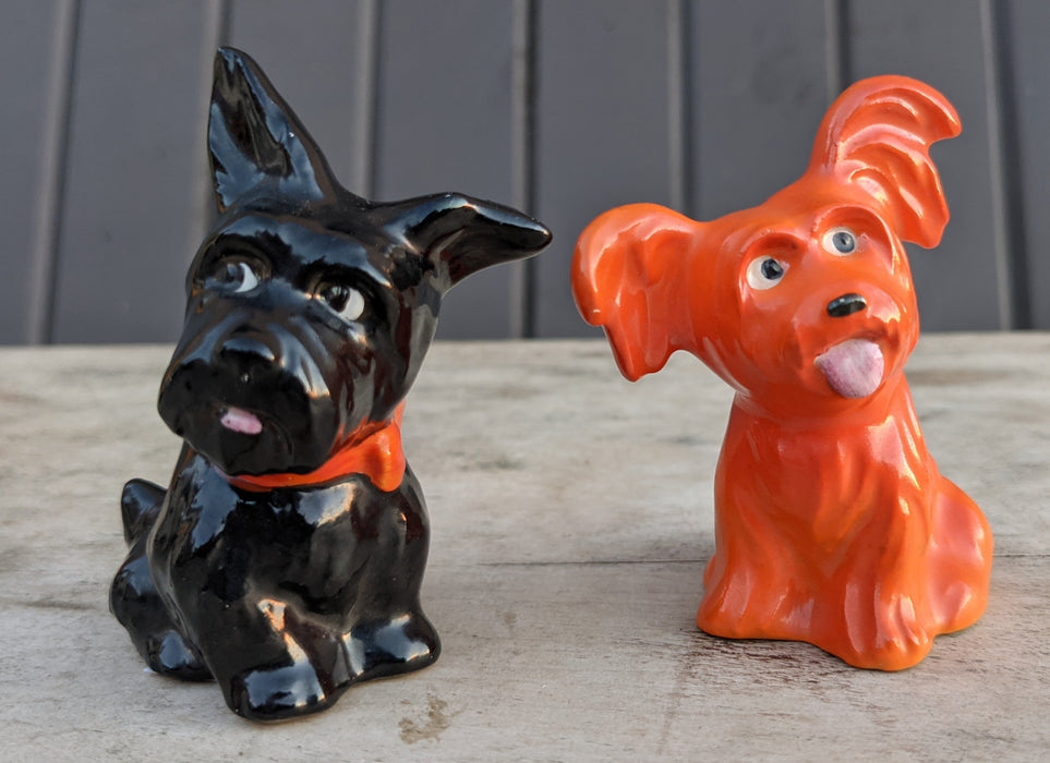 PAIR OF DOG SALT AND PEPPER SHAKERS