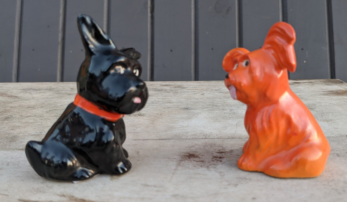 PAIR OF DOG SALT AND PEPPER SHAKERS