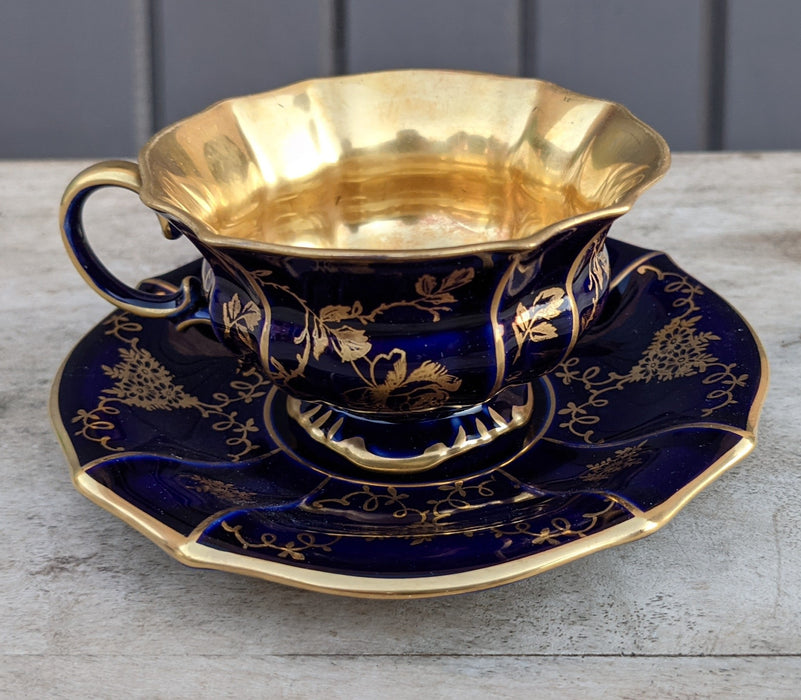 COBALT AND GOLD CUP AND SAUCER