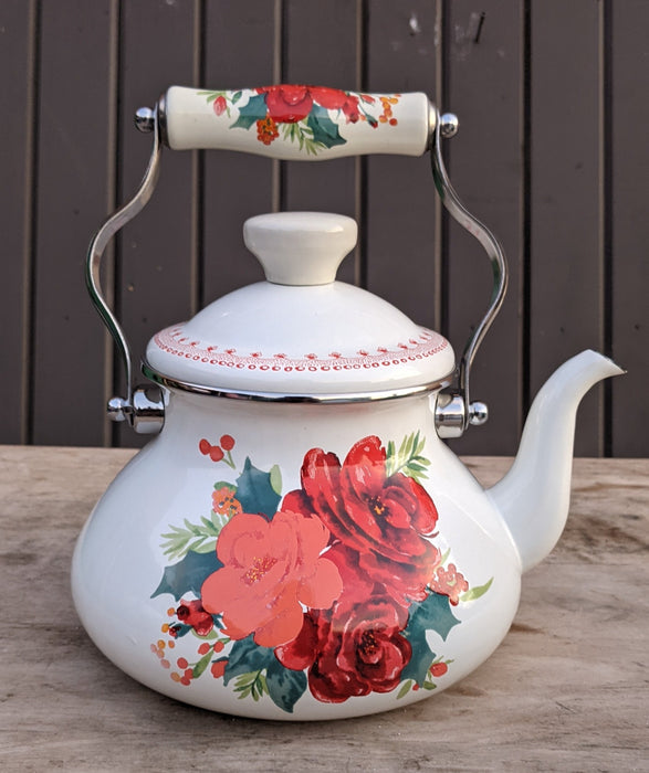 FLORAL METAL TEAPOT-NOT OLD