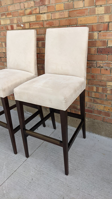 PAIR OF MODERN BLACK LACQUER AND UPHOLSTERY BAR STOOLS