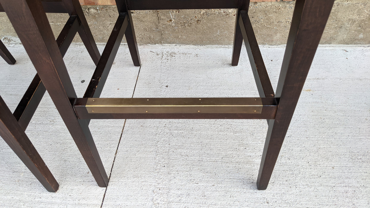 PAIR OF MODERN BLACK LACQUER AND UPHOLSTERY BAR STOOLS