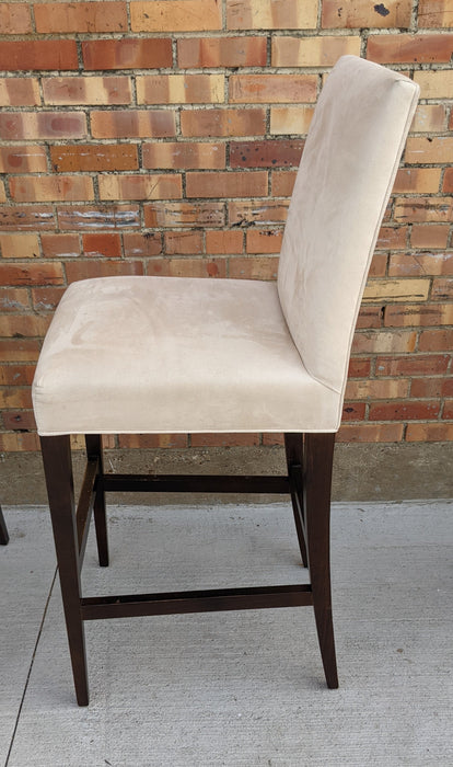 PAIR OF MODERN BLACK LACQUER AND UPHOLSTERY BAR STOOLS