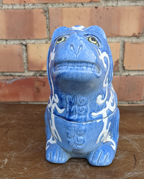 PAIR OF  BLUE GLAZED FOO DOG BOXES