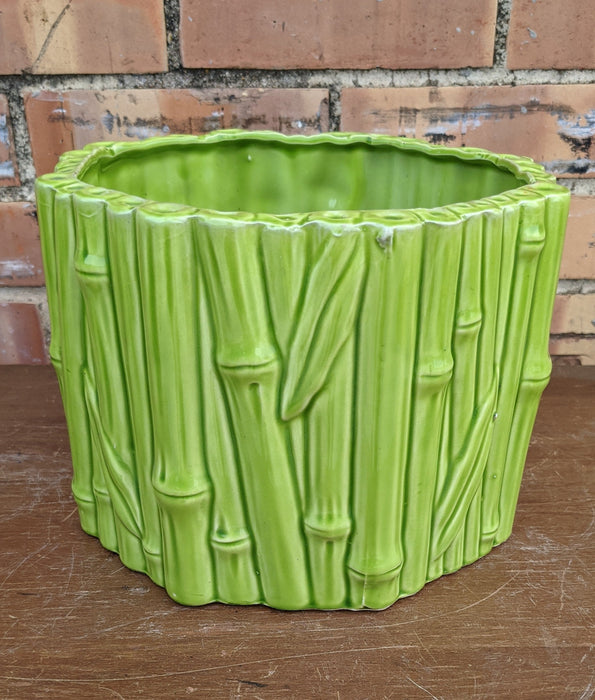 GREEN CERAMIC BAMBOO PLANTER