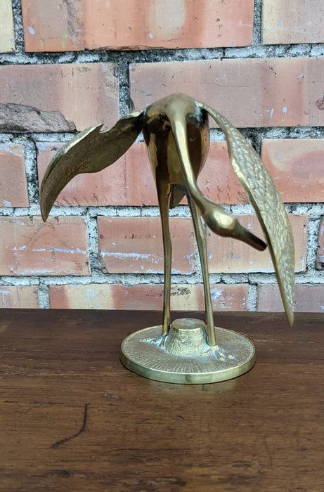 BRASS EGRET WITH HEAD DOWN