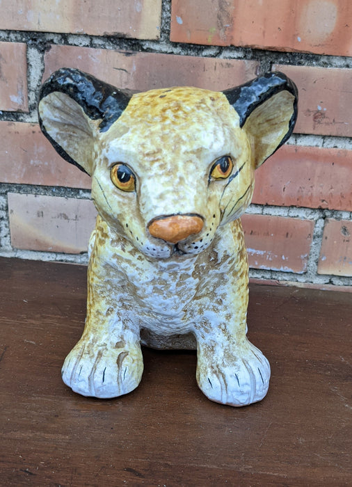 ITALIAN GLAZED TERRA COTTA LION CUB