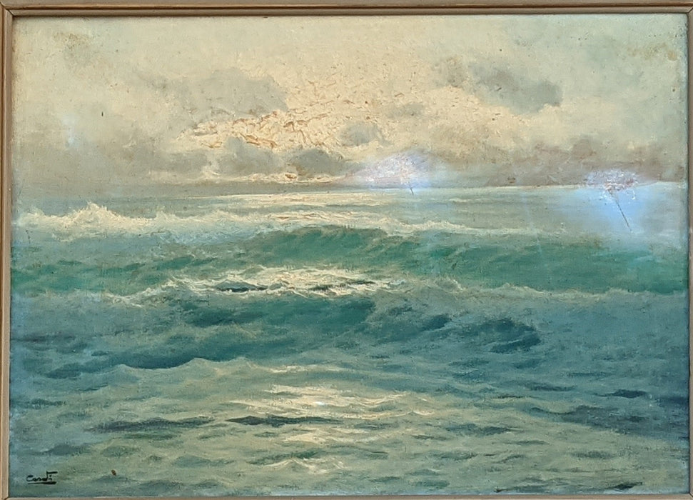 FRAMED SEASCAPE OIL PAINTING ON CANVAS
