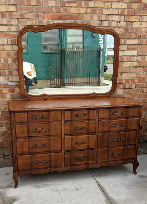MID CENTURY FRENCH PROVENCIAL DRESSER WITH MIRROR