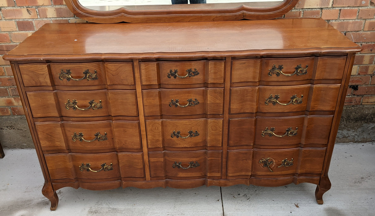 MID CENTURY FRENCH PROVENCIAL DRESSER WITH MIRROR