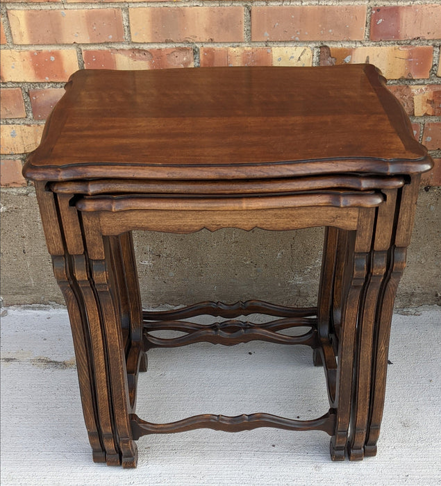 OAK SCROLL FOOTED FRENCH NESTING TABLES