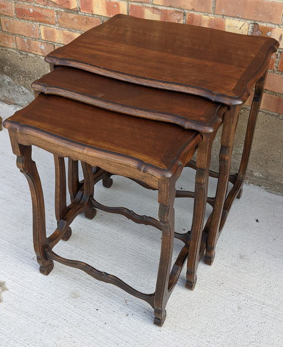 OAK SCROLL FOOTED FRENCH NESTING TABLES