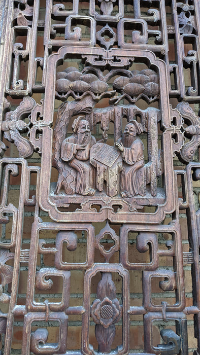 PAIR OF TALL CARVED ASIAN PANELS