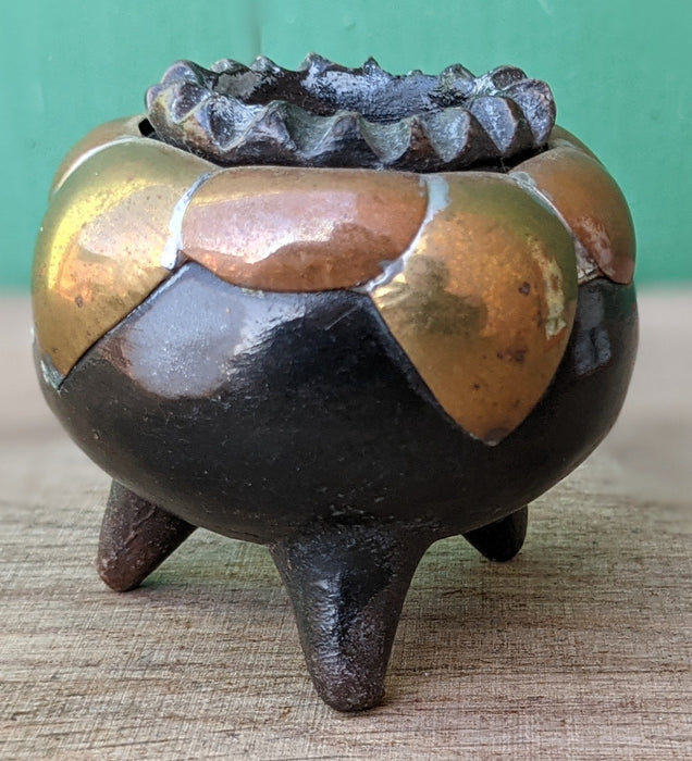 TINY COPPER AND WOOD VESSEL