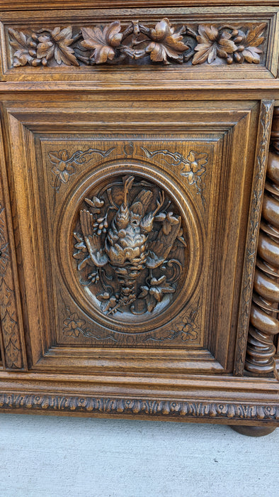 LARGE 19TH CENTURY BOARS HEAD SIDEBOARD WITH GAME