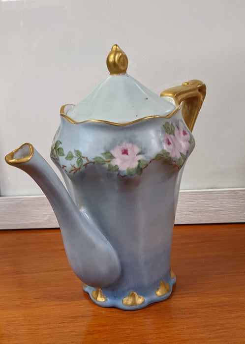 BLUE FLORAL TEAPOT WITH GOLD TRIM