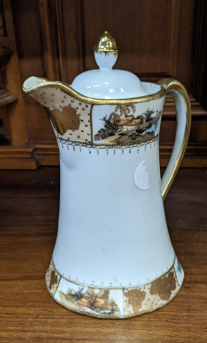 WHITE TEAPOT WITH GOLD TRIM VASE-MADE IN JAPAN -NO LID
