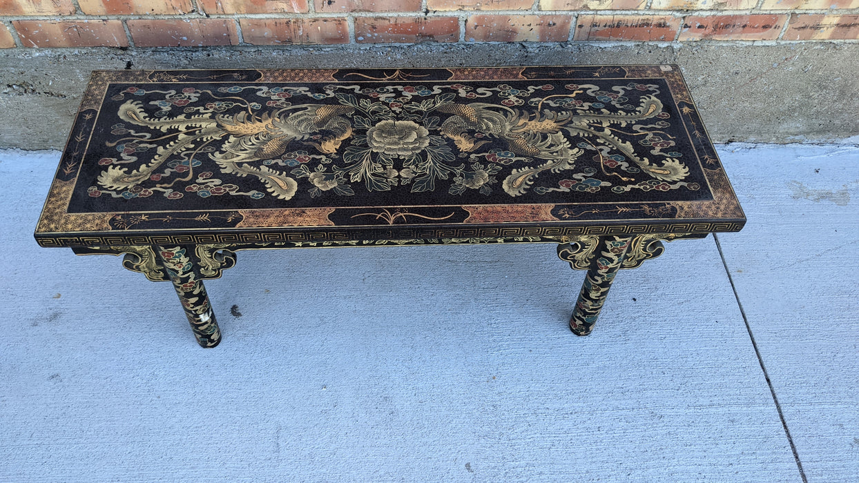 PAINTED LOW CHINESE COFFEE TABLE WITH BIRDS