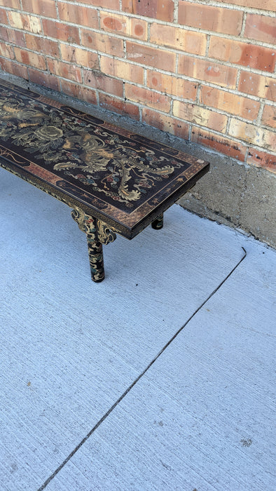 PAINTED LOW CHINESE COFFEE TABLE WITH BIRDS