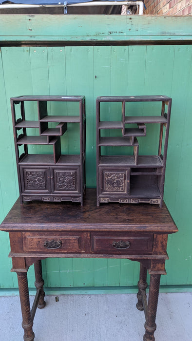 SMALL ASIAN CURIO CABINET WITH LOWER CABINET