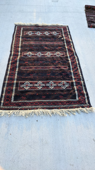 HAND TIED PERSAN RUG RUNNER WITH RED AND BLUE