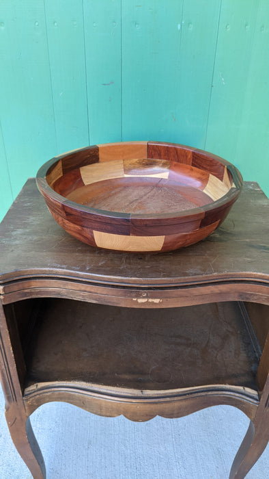 PARQUET BLOCK WOOD BOWL AS FOUND
