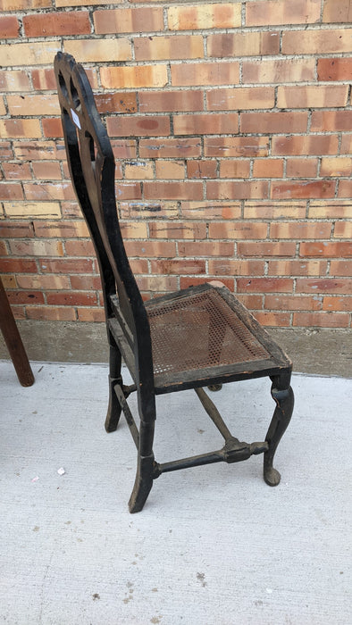 EBONIZED AND DECORATED QUEEN ANNE LEG CHINESE CHAIR