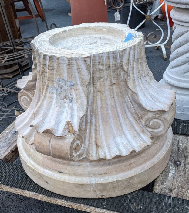 PAIR OF LARGE MARBLE CAPITALS