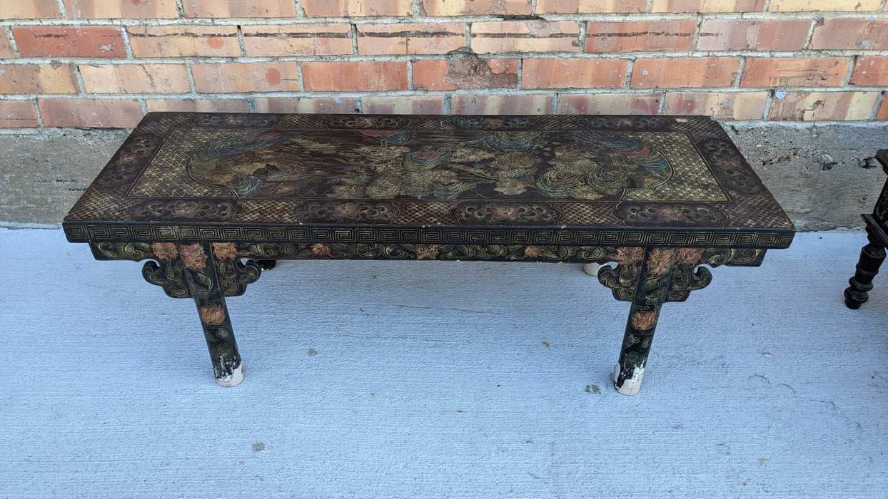 AS FOUND CHINESE LOW BLACK LACQUER WITH GOLD COFFEE TABLE