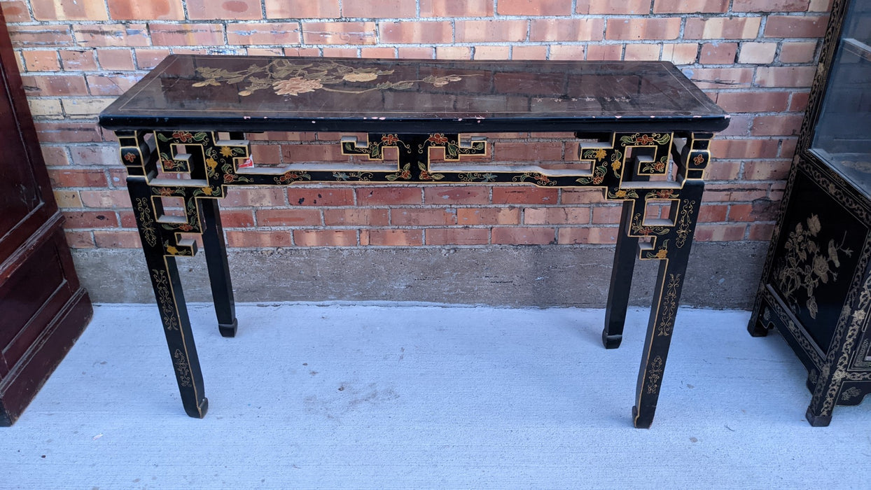 CHINESE BLACK LACQUER AND GOLD CONSOLE/SOFA TABLE