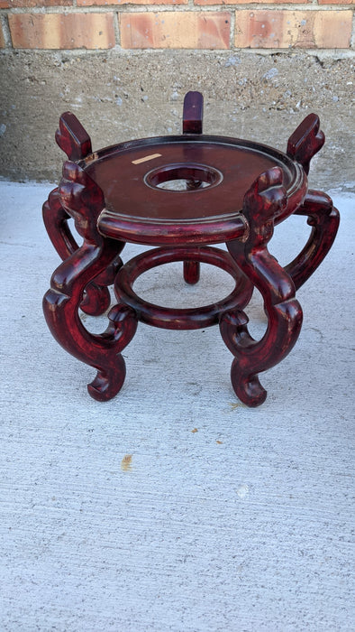 5 LEGGED RED LACQUER CHINESE STAND