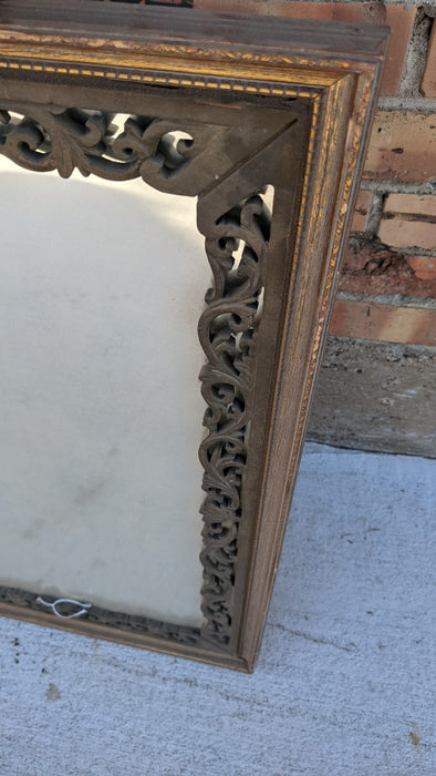 RECTANGULAR CHINESE MIRROR WITH PIERCE CARVED OVERLAY