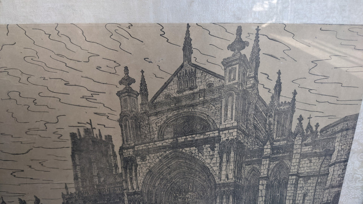 PRINT OF A CATHEDRAL IN BAMBOO FRAME