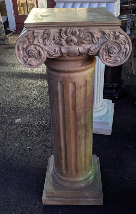 BROWN MARBLE TALL PEDESTAL