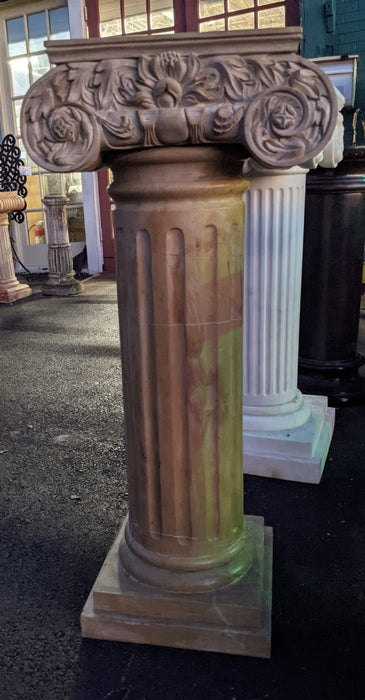 BROWN MARBLE TALL PEDESTAL