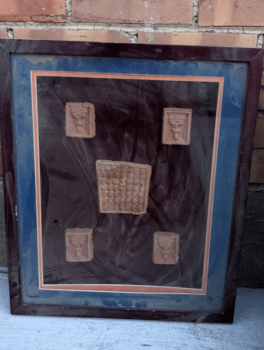 BROWN FRAMED TILES WITH BLUE MATT