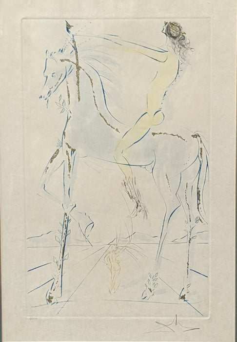 MAN ON A HORSE SIGNED AND NUMBERED PRINT BY SALVADOR DALI 64/200