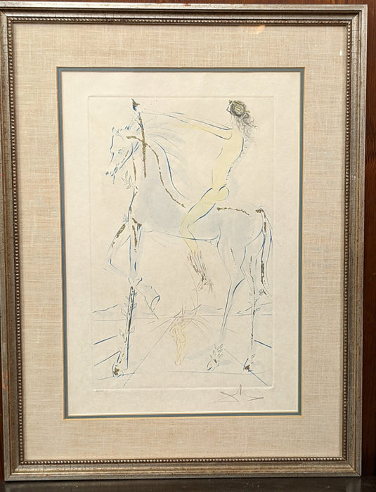 MAN ON A HORSE SIGNED AND NUMBERED PRINT BY SALVADOR DALI 64/200