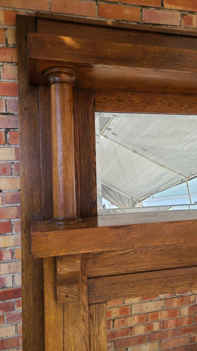 AMERICAN OAK MANTLE WITH SHORT COLUMNS