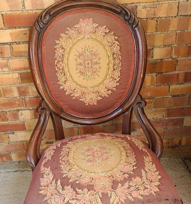 VICTORIAN SLIPPER CHAIR AS FOUND