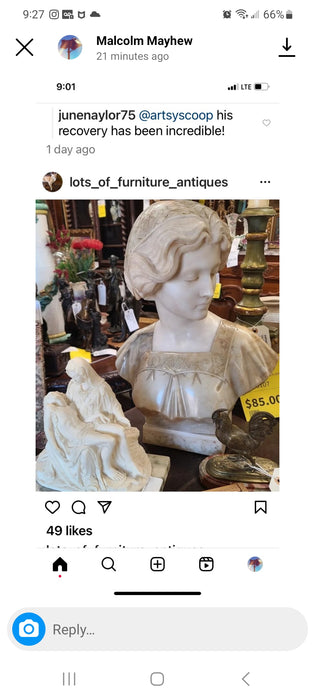 SIGNED ALABASTER LADY BUST